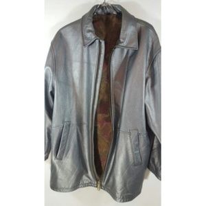 Mens Silver Leather Jacket size Large Thinsulate